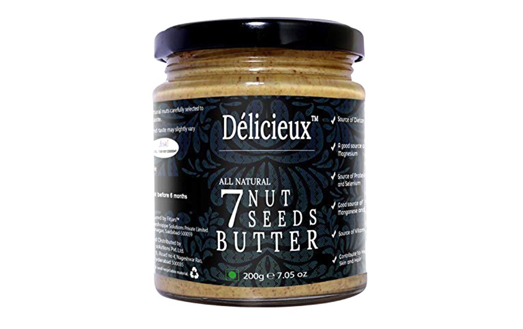 Delicieux All Natural 7 Nut Seeds Butter   Glass Jar  200 grams